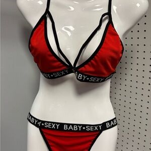 Red Strappy Lingerie Set